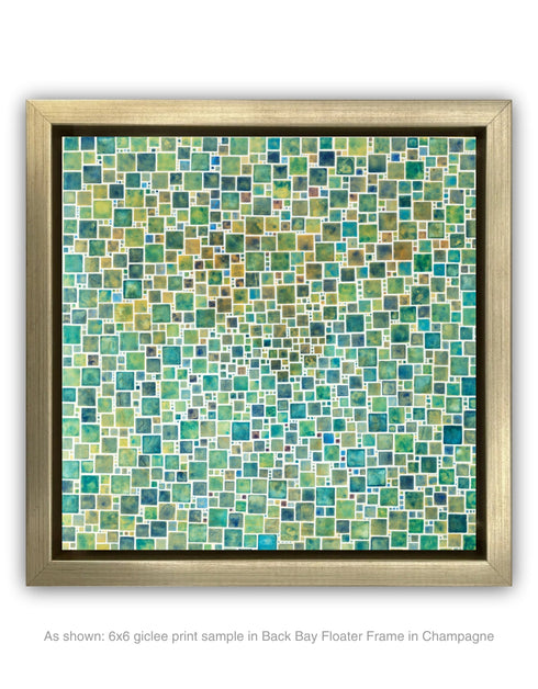 Green Squares | Framed Giclee Print on Canvas